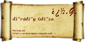 Ördög Géza névjegykártya